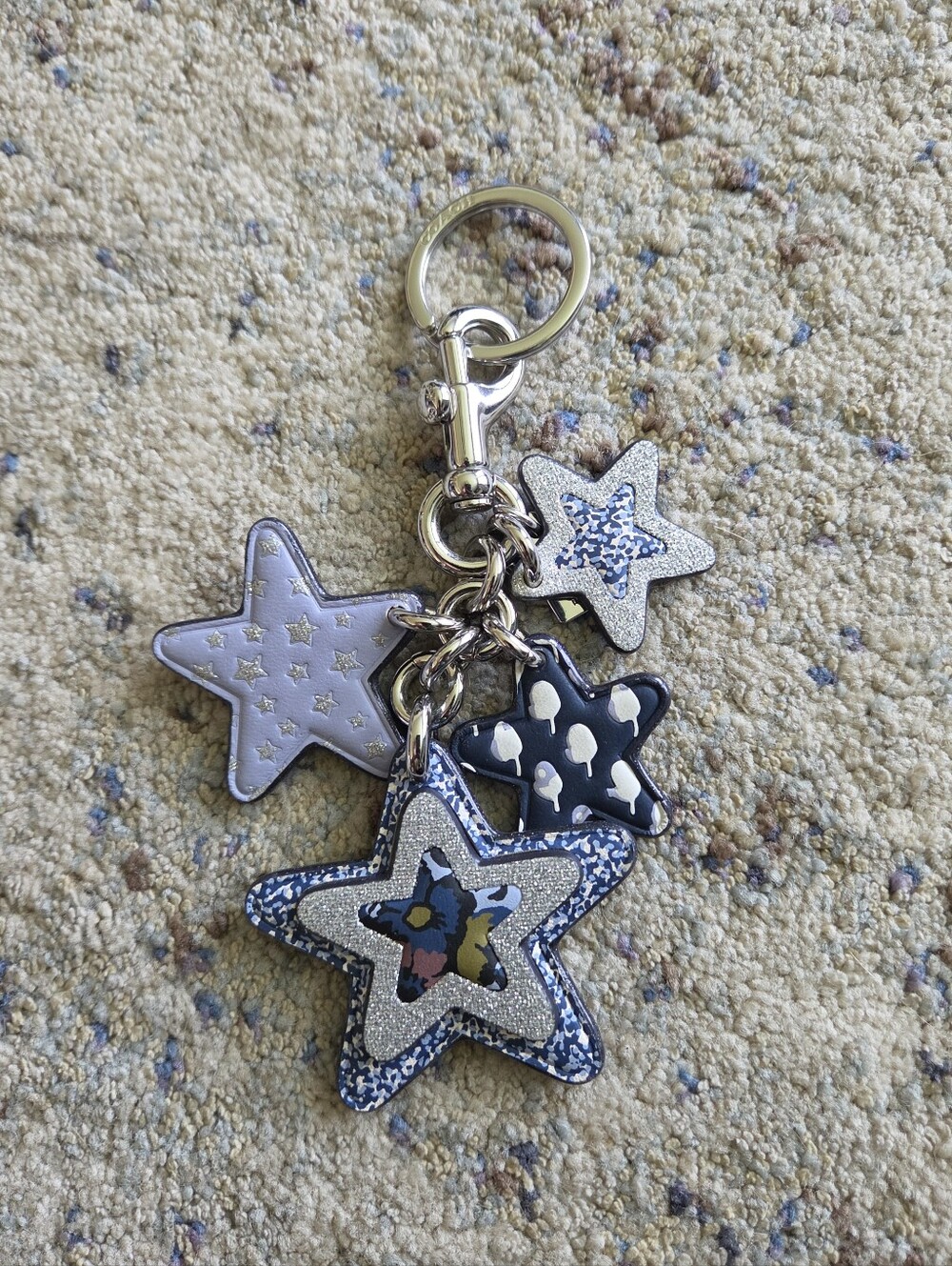 Coach Star Leather Bag Charm Navy and Silver